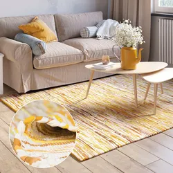 Teppich "Ameer", gelb (gelb mix), B:160cm H:10mm L:230cm, Baumwolle, Polyester, MYFLAIR MÖBEL & ACCESSOIRES, Teppiche, Handweb Teppich, 90% Baumwolle, handgewebt, Scandi