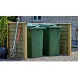 Mülltonnenverkleidung Klink - Mülltonnenbox aus Fichte, schwarz - Holz-Mülltonnenabtrennung in 377 x 97 x 108 cm - Mülltonnenabdeckung für 2 Tonnen