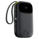 Baseus Externer Akku 10000 mAh Baseus EnerFill FC3, 22,5 W, USB-C, Lightning, USB-A, integrierte Kabel, LED-Display, Schwarz - Schwarz