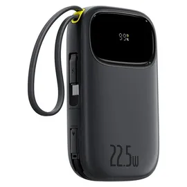 Baseus Externer Akku 10000 mAh Baseus EnerFill FC3, 22,5 W, USB-C, Lightning, USB-A, integrierte Kabel, LED-Display, Schwarz - Schwarz