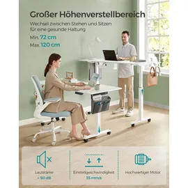 Songmics elektrisch höhenverstellbarer Schreibtisch weiß rechteckig, C-Fuß-Gestell weiß 140,0 x 60,0 cm