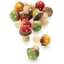 Holz-Pilze, rot-grün-orange, 3,5 cm, 12 Stück
