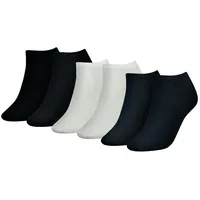 TOMMY HILFIGER Damen Sneaker Socken, 6er Pack - TH, Baumwolle, Uni Schwarz/Weiß/Dunkelblau 39-42