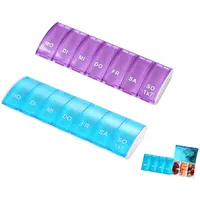 Pillendose 7 Tage klein, Tablettenbox 7 Tage klein mit 7 Fächern, Medikamentenbox 7 für Reisen und Alltag, Anabox 7 Tage in Blau und Lila, 2 Stück praktische Aufbewahrung