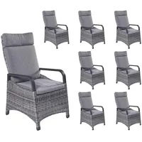 LC Garden »Komido« Dining 8er Set Positionsstuhl Verstellsessel grau-mix