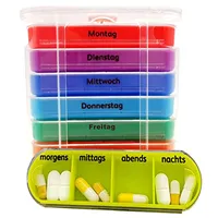 Tablettenbox 7 Tage Medikamentenbox Pillenbox Transparent - Pillen-Tabletten-Dose Medikamentendispenser Wochendosierer Woche 4-Fächer für Morgens Mittags Abends Nachts 1 Stück