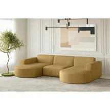 Fun Möbel Wohnlandschaft U-Form Sofa PALMA in Stoff Scala Senfgelb - Gelb