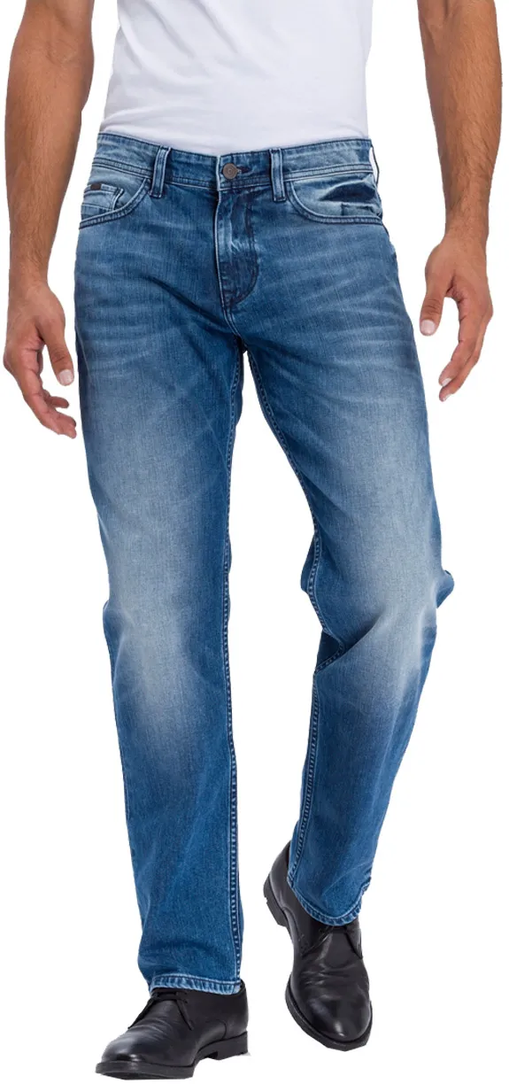 Cross Jeans Herren Jeans Antonio Relax Fit Relax Fit Blau Tiefer Bund Reißverschluss W 30 L 34