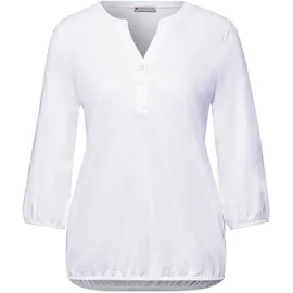 STREET ONE Tunikashirt STREET ONE, Damen, Gr. 46, weiß, Web, 100% Baumwolle, unifarben, comfort fit normal, Rundhals, elastischer Bund, Shirts, mit 3/4 Ärmeln