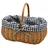 MyBer Weidenkorb Einkaufskorb Picknickkorb 33 x 23 x 13 cm blau-weiß kariert