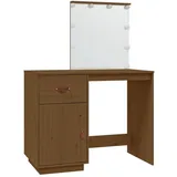 vidaXL Schminktisch mit LED Honigbraun 95x50x133,5cm Massivholz Kiefer