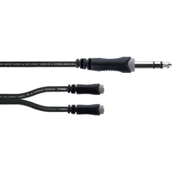 Cordial ELEMENTS 0,3m Plug 6,3 stereo black - 2x Jack Socket 3,5 stereo black - elements MIC 2 twin stereo