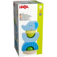 HABA 2011131001 - Steckspiel Elefant, Stapelspiel, Motorikspielzeug, Holz