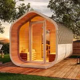 FinnTherm Fasssauna ScandiCube Wave Deluxe, Außensauna inkl. Dacheindeckung und Saunaliegen - Naturbelassen - Naturbelassen