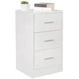 Wohnling Nachttisch Nachtkonsole FOGGIA Holz Nachttisch modern mit 3 Schubladen weiss, (Design Nachtkästchen 37,5 x 68 x 35 cm, Extra hohes), Design Nachtkästchen 37,5 x 68 x 35 cm, Extra hohes weiß