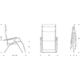 Lafuma Futura BeComfort Relaxsessel 70 x 83 x 117 cm silber klappbar
