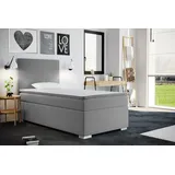 kaiser möbel Kinderbett Boxspringbett mit bettkasten matratze topper ICON (Komplettset (Bett + Matratze + Topper), Kinderbett mit Matratze und Topper, Komplettset), Gepolsterte Seiten mit Rundungen,3D-geprägter Bezug (SAWANA) grau