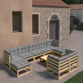 vidaXL Garten-Lounge-Set 10-tlg. natur/grau 3077159
