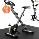 Sportana SPORTANA® Heimtrainer Fahrrad Eagle 2 Klappbar 140KG LCD Display Höhenverstellbar Fitnessbänder 2in1 Ausdauer Ergometer Hometrainer Fitnessbike