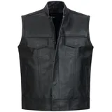 PAULGOS Lederweste Biker Kutte Clubweste Chopper Weste 100% Echtleder BW4 schwarz - Gr.: XL