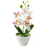 Hintyne Kunstblumen künstliche Orchidee 5 Köpfe künstliche Orchideen Topfpflanze 26,9 cm realistische Orchideen künstliche Blumen im Topf Phalaenopsis Orchidee mit Vase für Hochzeit