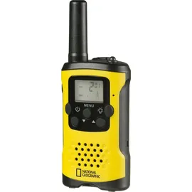National Geographic 9111450 - Walkie-Talkies 2er-Set, Funkgeräte mit hoher Reichweite bis zu 6 km, Frei-Hand-Funktion, gelb/schwarz
