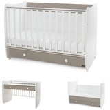 Lorelli Babybett Dream 60 x 120 cm umbaubar Schreibtisch Kinderbett Schaukelbett dunkelbraun weiß