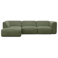 Ecksofa RAUM.ID "Merid jederzeit durch Module erweiterbar L-Form" Sofas Gr. B/H/T: 295cm x 70cm x 162cm, Samtcord, Ottomane links, grün als Modul oder separat verwendbar, für individuelle Zusammenstellung