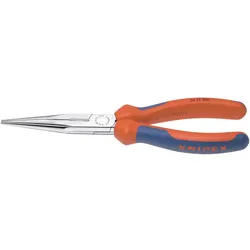 Knipex Flachrundzange mit Schneide, gerade Backen, für weichen bis harten Draht, Storchschnabelzange