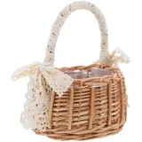 2 Stücke Mini Geflochtener Blumenkorb Rattankorb Obstkorb Holz Blumentopf Rattan Korb Wicker Basket Blumenmädchen Körbchen für Blumenarrangement Hochzeit Tischdeko Shabby Chic Landhausstil Deko