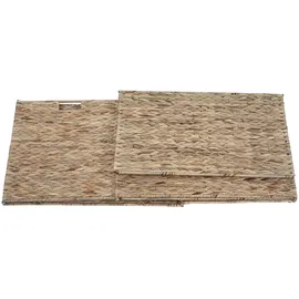 Mendler Wäschekorb HWC-C27, Wäschesammler Wäschesortierer Truhe, 2 Fächer Wasserhyazinthe 50x60x43cm 129l