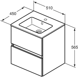 Ideal Standard Waschbeckenunterschrank 2 Auszüge 51 x 45 x 56,5 cm Grau
