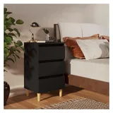 vidaXL Nachtschrank mit Massivholz-Beinen 40 x 35 x 69 cm Schwarz