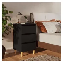 vidaXL Nachtschrank mit Massivholz-Beinen 40 x 35 x 69 cm Schwarz