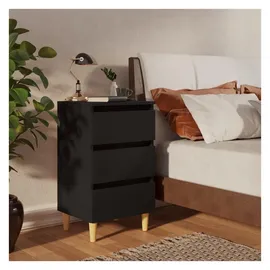 vidaXL Nachtschrank mit Massivholz-Beinen 40 x 35 x 69 cm Schwarz