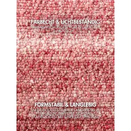 Ted Baker Kurzflor Teppich Portobello - Soft Bouclé Läufer, Handgewebt & Weich, Woll-Look, Schlingen Schlingen Teppichläufer Flauschig für Wohnzimmer, Schlafzimmer, Esszimmer – Dunkelpink, 80x200 cm