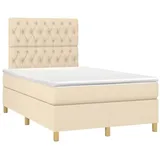 vidaXL Boxspringbett mit Matratze Creme 120x190 cm Stoff