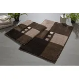 Grund Badematte Merkur, Höhe 20 mm, rutschhemmend beschichtet, fußbodenheizungsgeeignet, Kunstfaser, quadratisch, 2-tlg. Badematte, mehrfarbig, auch als 2 teiliges & 3 teiliges Badematten Set erhältlich braun 2-tlg. Badematte