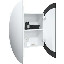 vidaXL Badezimmerschrank mit Rundem Spiegel & LED Weiß 54x54x17,5 cm