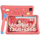 VekfulPC 10,1" K10 Kinder Tablet mit Hülle und Stift Tablet (10,1", 64 GB, Android 16, Android 16, Google Kids Space, 10,1" HD, 5000mAh, 12GB+64GB) rosa