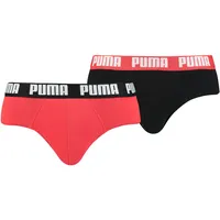 Puma Slip PUMA, Herren, Gr. M, rot (rot, schwarz), Jersey, Obermaterial: 95% Baumwolle, 5% Elasthan, unifarben mit Farbeinsatz, körpernah, Unterhosen Slip, mit breitem Logobund