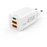 Hama GaN Schnellladegerät, 45W, USB-C/USB-A, weiß (00201995)