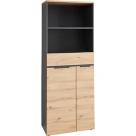 Innostyle Komplettbüro MEMPHIS I 11-teilig Front Artisan Eiche Korpus Graphit - Grau/Braun/Schwarz