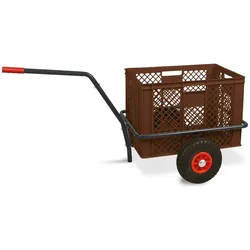 BRB Robuster Handwagen in anthrazit, belastbar bis zu 200 kg, mit 41 cm hohem Korb in braun