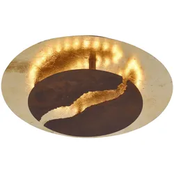 LED-Deckenleuchte, rostfarben, Goldoptik, warmweiße Lichtfarbe, dimmbar
