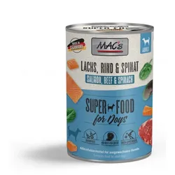 Getreidefreies Hundenassfutter Mac's Lachs, Rind & Spinat
