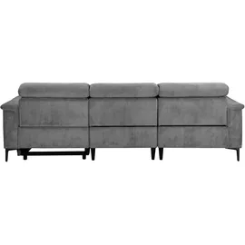 Home Affaire Ecksofa HOME AFFAIRE "LUND Cord, L-Form, 261 cm, man. o. elektr. Relaxfunktion (mit USB-A)", grau, B:261cm H:97cm T:179cm, 100% Polyester, Sofas, Ecksofa, USB-C bei elektrischer Variante und Kopfteilverstellung, Topseller