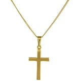 HOPLO Kreuzanhänger Anhänger Kreuz mit massiver Goldkette 1,1 mm 333-8 Karat Gold, Made in Germany 40 cm