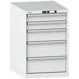 Lista Schubladenschrank Stahlblech 564x725x850mm lichtgrau 5 Schubladen abschließbar