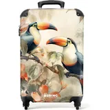 NoBoringSuitcases.com Handgepäck Koffer, Reisekoffer, Reisetasche mit Rollen, TSA Schloss, Hartschalenkoffer, Trolley Handgepäck, Trolley 55x40x20, Trolley, Handgepäck 55x40x20 cm (Tukane - Beige)